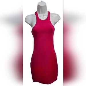 EXPRESS hot pink, ribbed, razorback mini dress